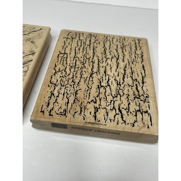 Set Of 2 Rubber Stamps Background 6x5" Antique Cracking Stampin Up - Judikins - Picture 3 of 5